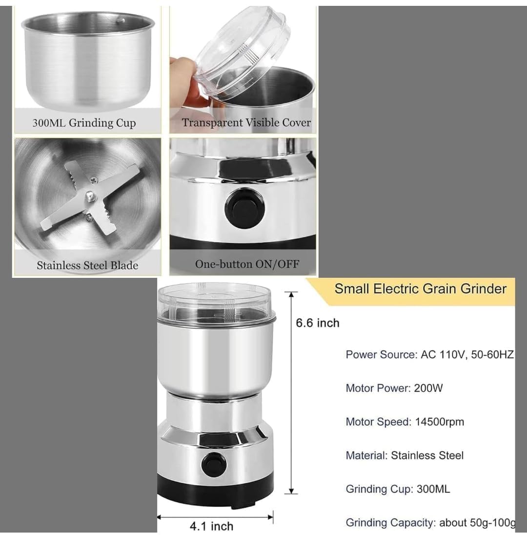 larrito Stainless Steel Nima Multifunctional Grinder Smash Machine Coffee Beans Electric Grinder and Coffee Maker Household Electric Mixer Grinder (Mixer-1)