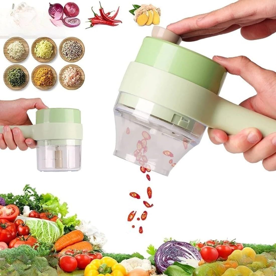 4 in 1 Portable Electric Vegetable Cutter Set,Wireless Food Processor f