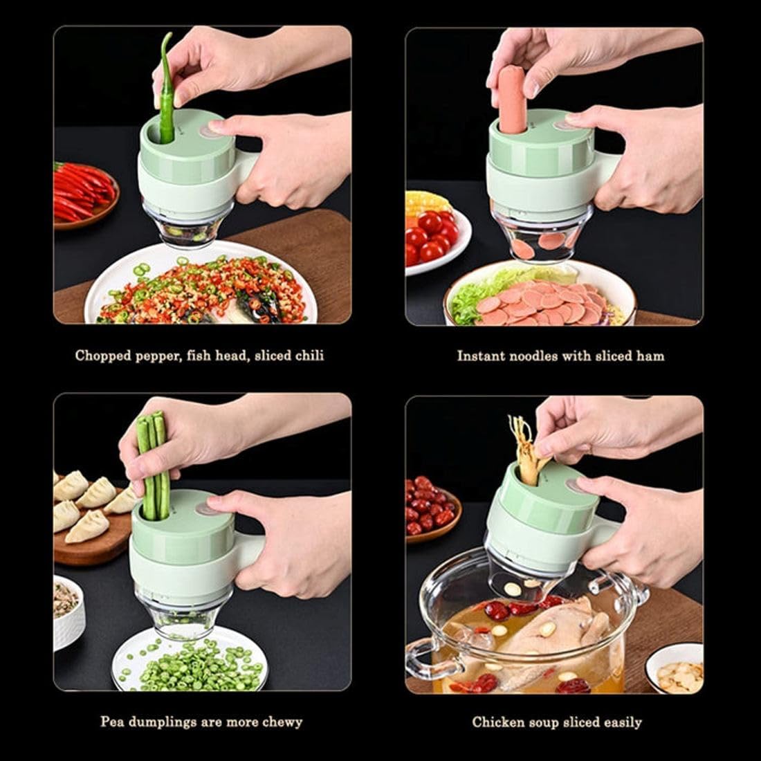 4 in 1 Portable Electric Vegetable Cutter Set,Wireless Food Processor f