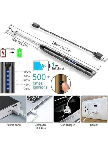 Usb Rechargeable Gas Lighter, For Kitchen